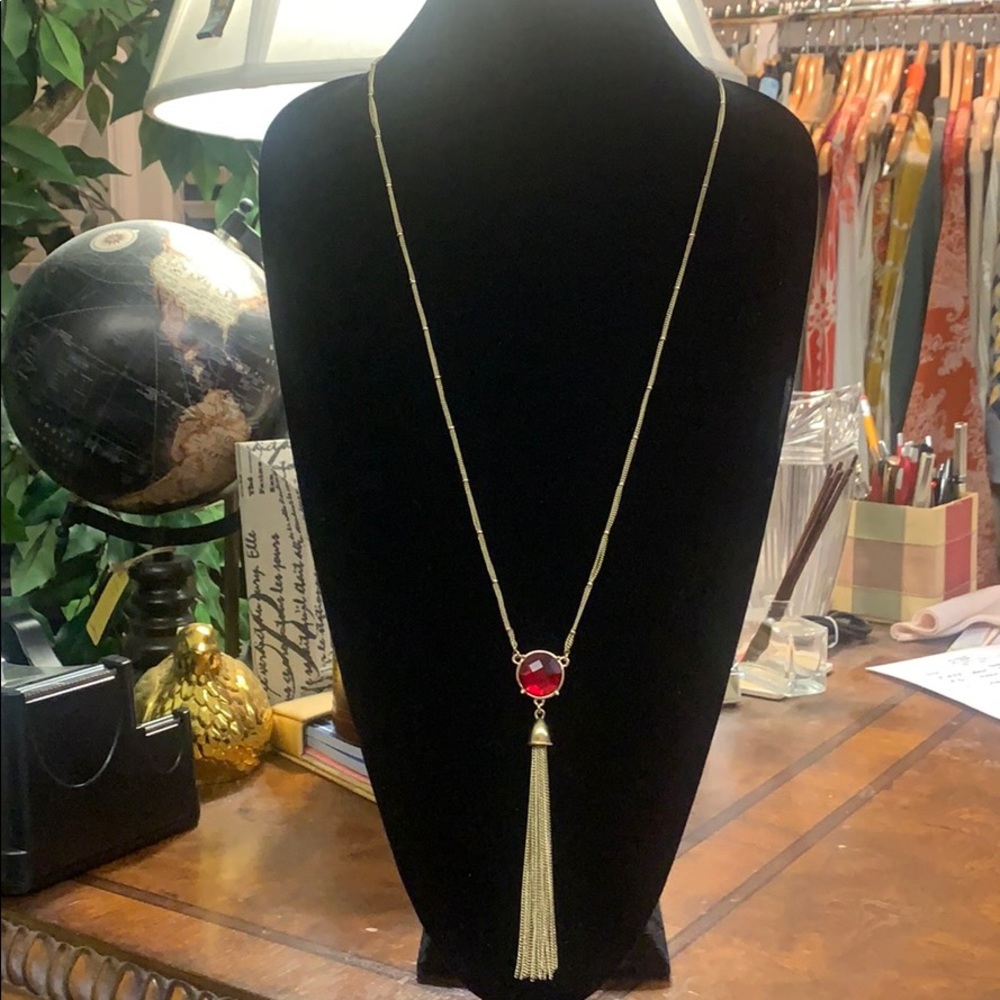 Red Stone costume necklace